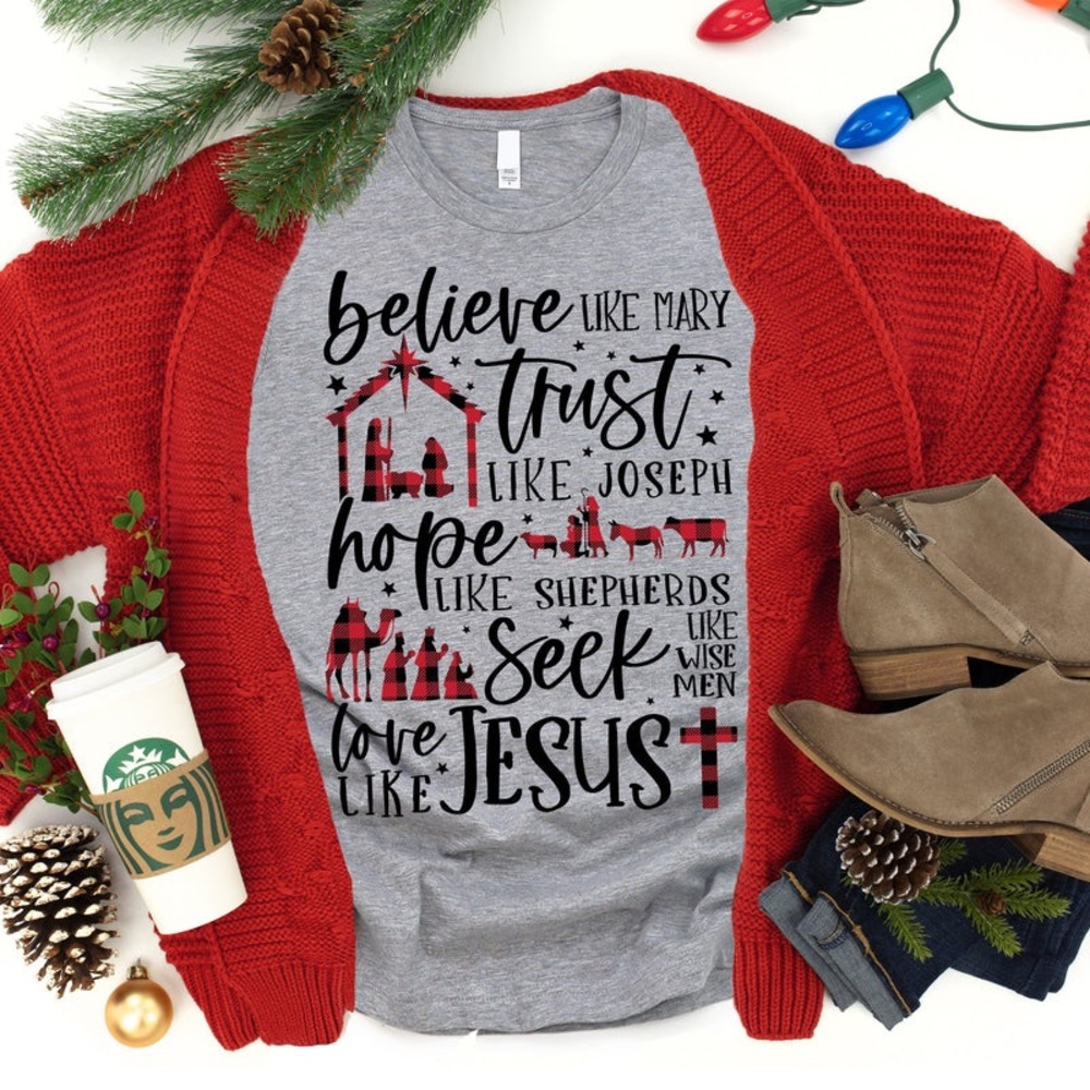 Love In Faith‎ Believe Long Sleeve Gray Tee